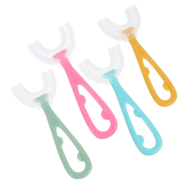 Baby Toothbrush: 4 Pcs U-Shaped Silica Gel Teeth Cleaning Tool for Ages 6-12. - Image 2